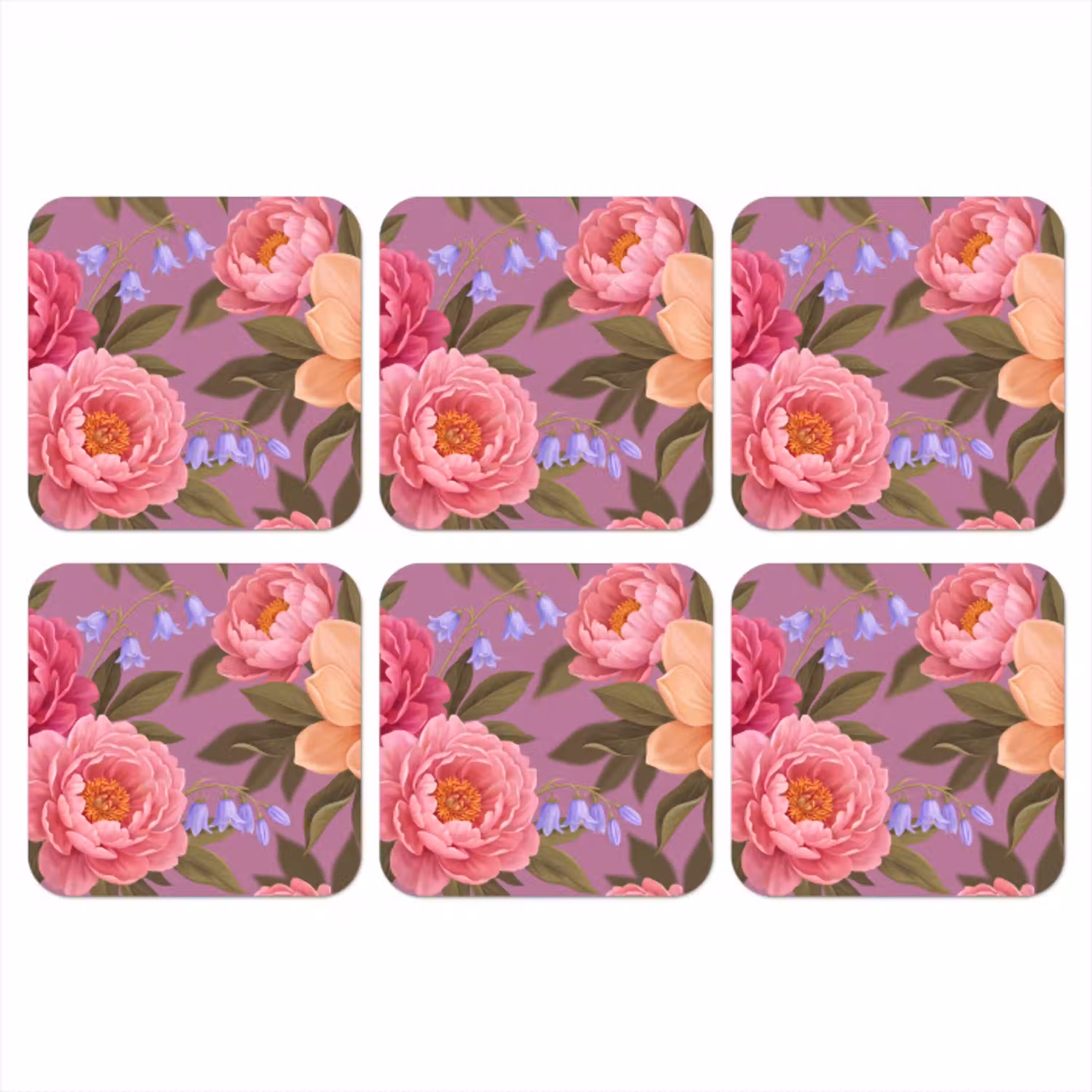 Bloemen - Patroon - Illustratie - Roze onderzetter kurk middel -3d