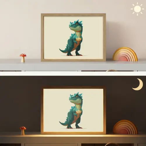 Stekels - Dino - Blauw - Gespierd Light Box met batterij (Wandlamp kind) middel -sfeer3_kind