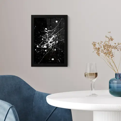 Verfspatten - Wit - Abstract - Explosie fotolijst zwart zonder passe partout klein -sfeer4