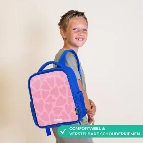 Roze hartjes patroon Kinderrugzak - Blauw middel -sfeer3_NL
