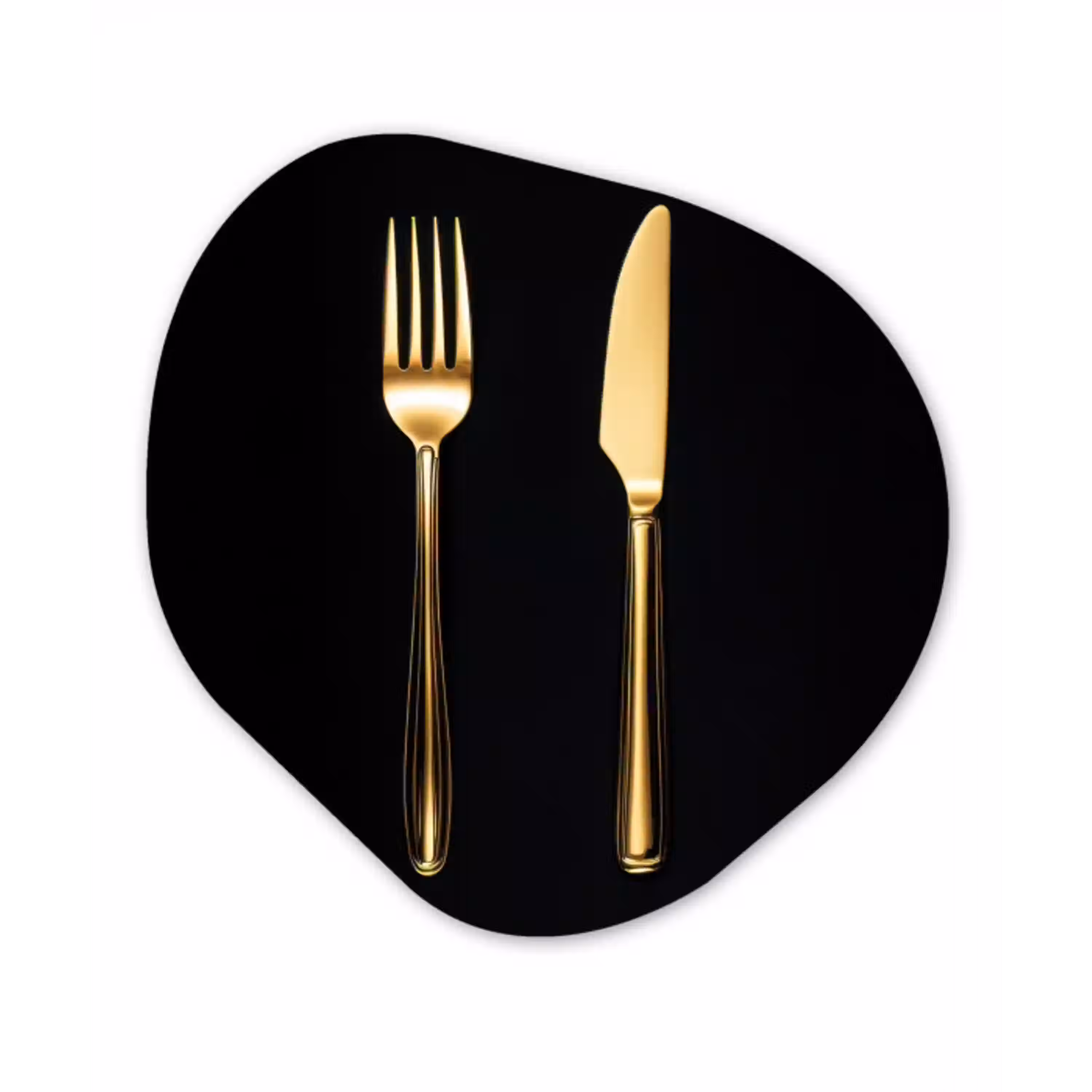Bestek - Goud - Mes - Vork Wandcirkel Organisch Plexiglas middel -3d