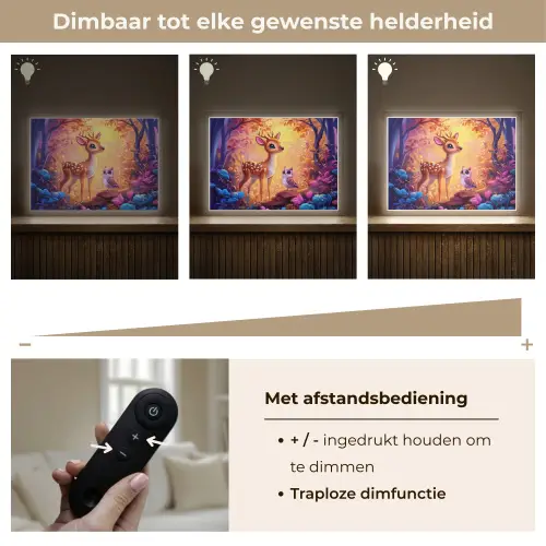 Hertje - Uil - Fantasie - Bos Light Box met batterij (Wandlamp kind) middel -USP_dimbaarNL