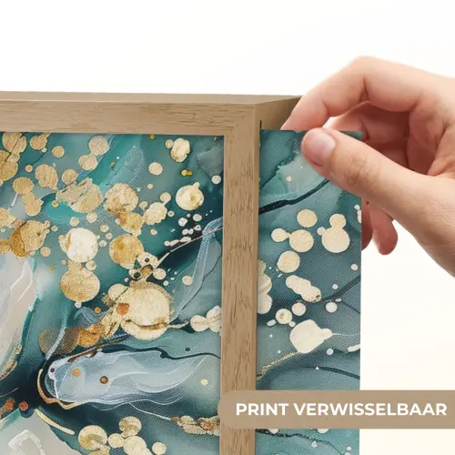Boom - Modern - Verflook - Turquoise - Goud Light Box met batterij (Wandlamp) middel -USP_websiteprintNL