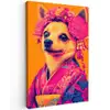 Kimono - Hondje - Bloemenkroon - Oranje Tuinposter op houten frame 2 cm dik klein -3d