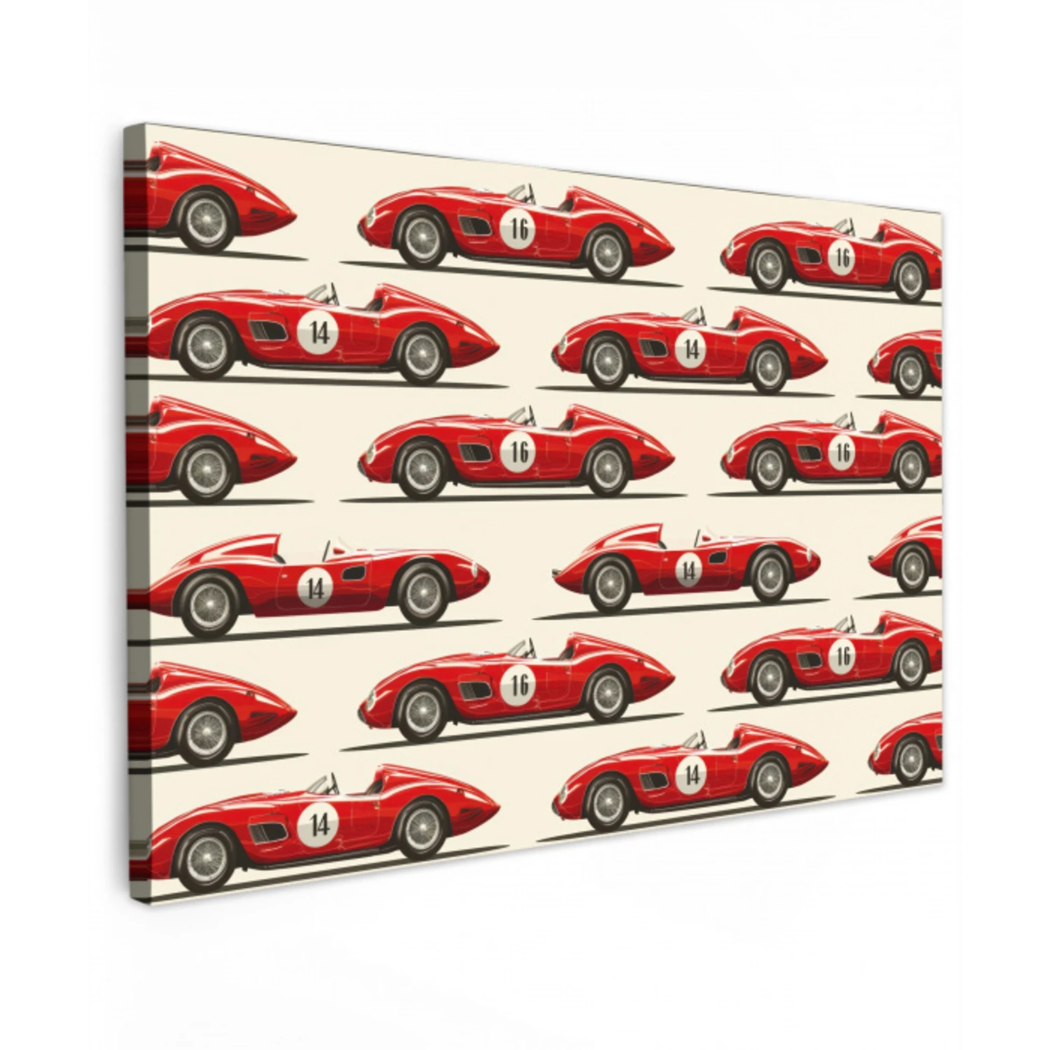Raceauto - Retro - Rood canvas 2cm klein 34 -z3d