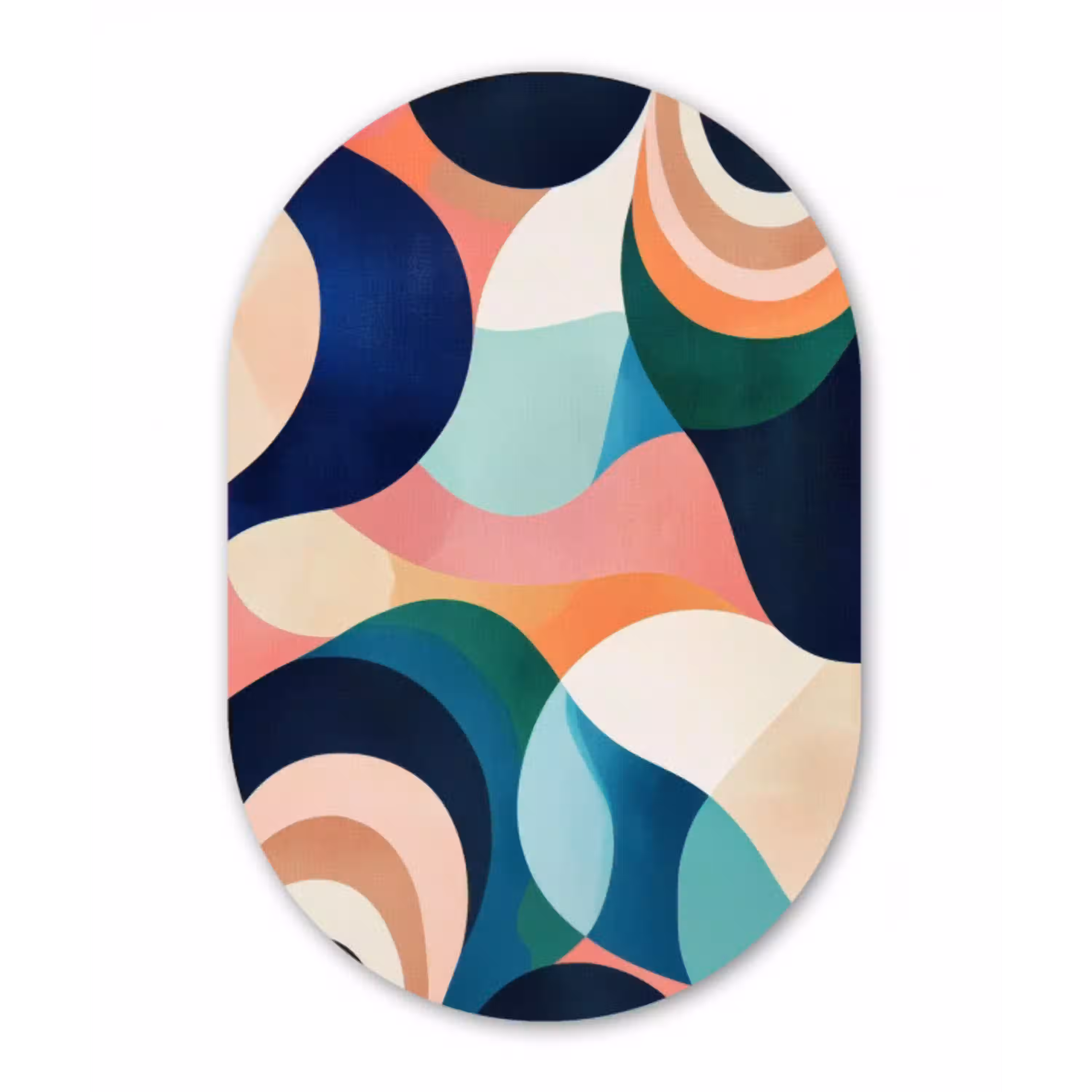 Abstract - Blauw - Roze Wandcirkel Ovaal Aluminium middel -3d