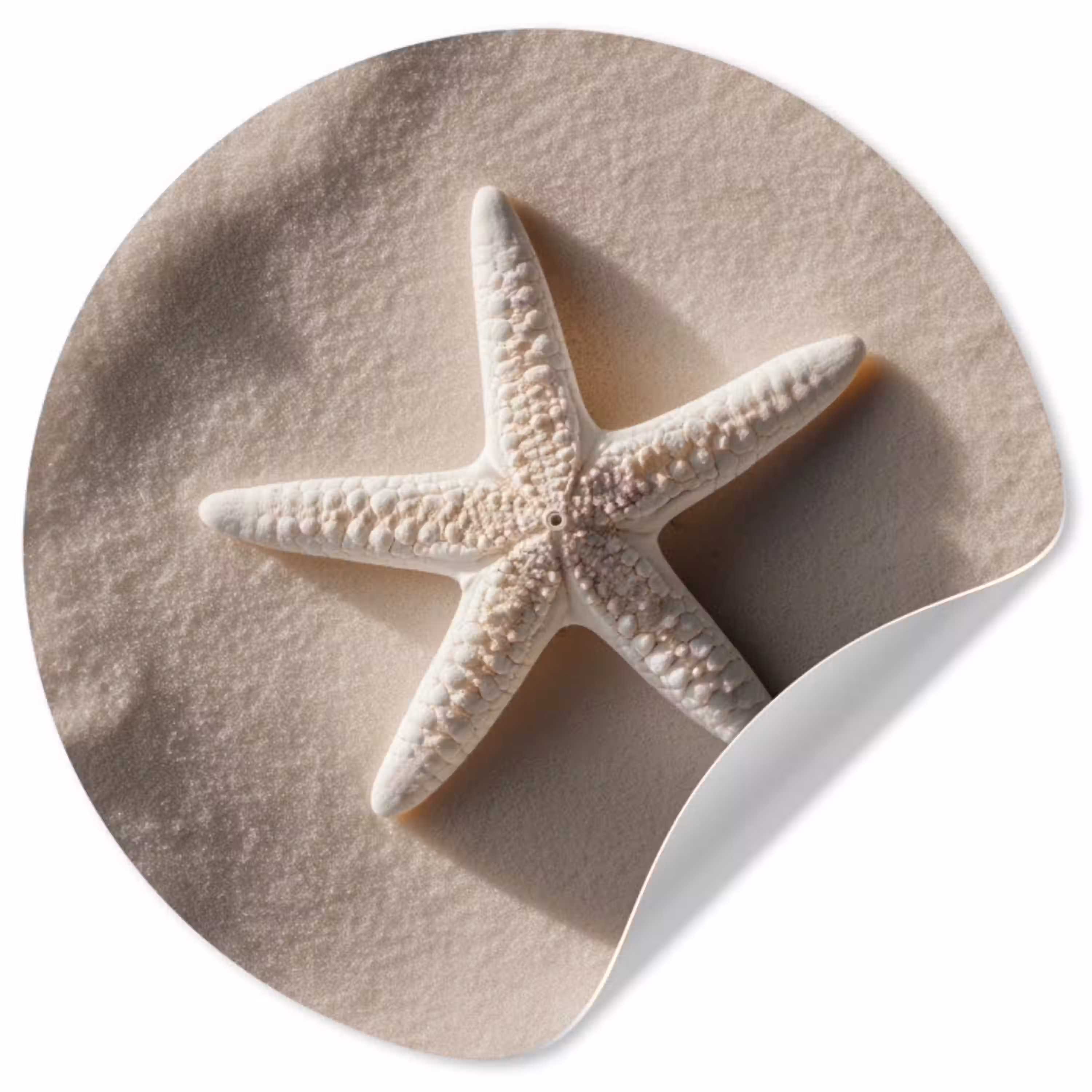 Strand - Zeester - Zand - Beige Wandcirkel behangsticker klein -3d