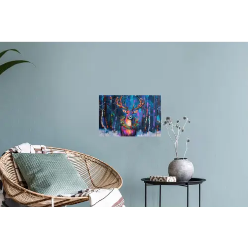 Rendier - Krans - Sprookjesachtig - Blauw Muursticker klein -plant