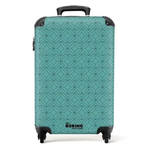 Patronen - Geometrisch patroon op blauw NBS - Handbagage koffer - Kinderen Unisex middel -productfoto_recht