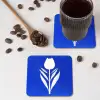 Tulp - Minimalistisch - Bladeren - Wit onderzetter kurk middel -sfeer2