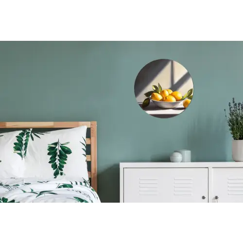Citroenen - Stilleven - Geel Wandcirkel aluminium klein -slaapkamer