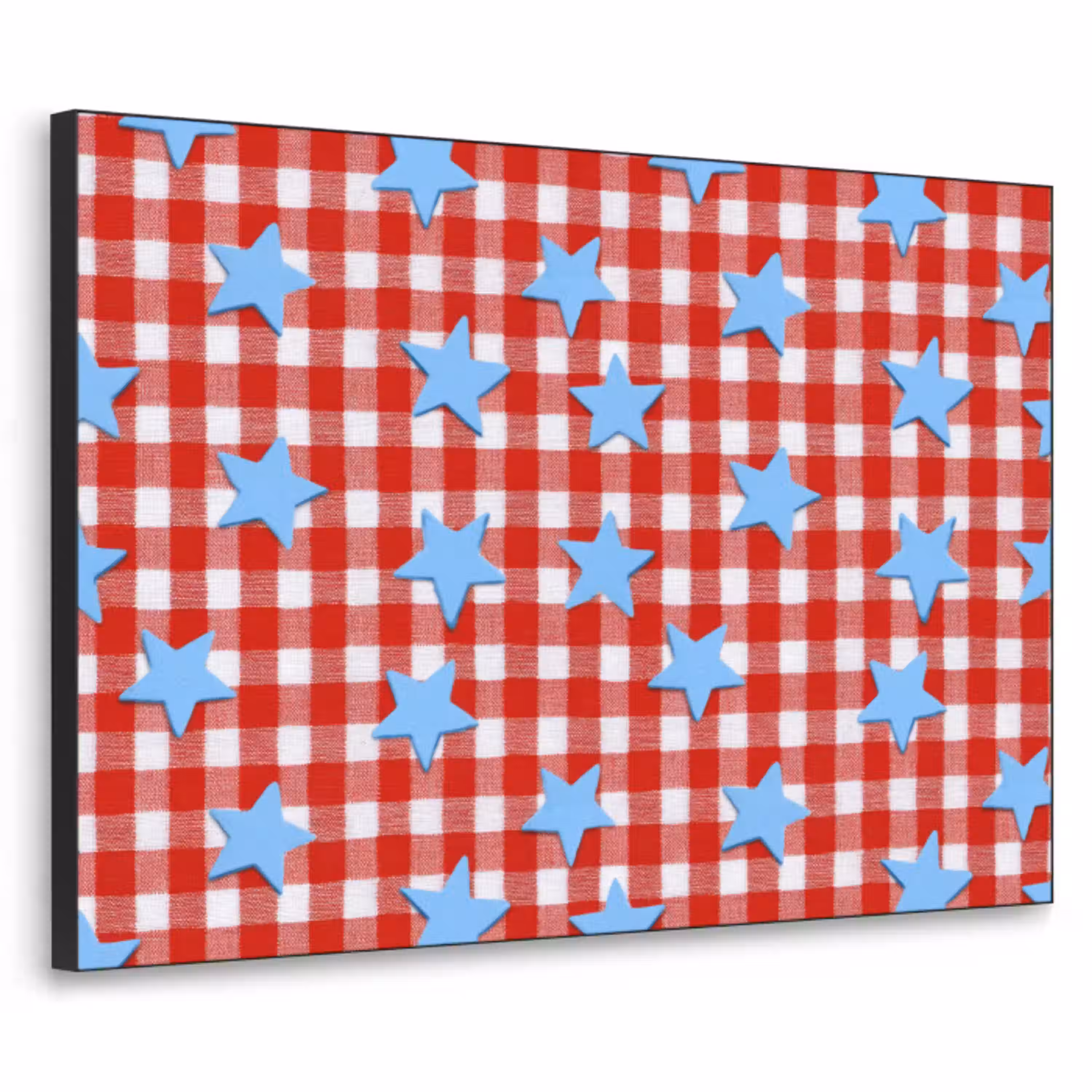 Ruit - Sterren - Rood Textielframe zwart klein 947 -3d