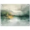 Groen - Modern - Abstract - Goud tuinposter los doek klein -3d