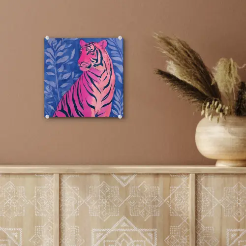 Tijger - Roze - Bladeren - Jungle plexiglas 5mm klein -sfeer5