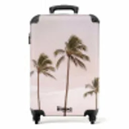 Palmbomen - Zonsondergang - Roze NBS - Handbagage koffer - Volwassenen Unisex middel -productfoto_recht