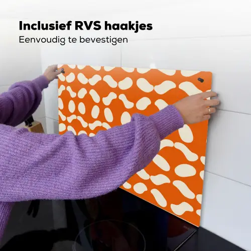 Oranje - Organische vormen - Wit Inductie beschemer met haakjes klein 777 -ky-ophangen-nl