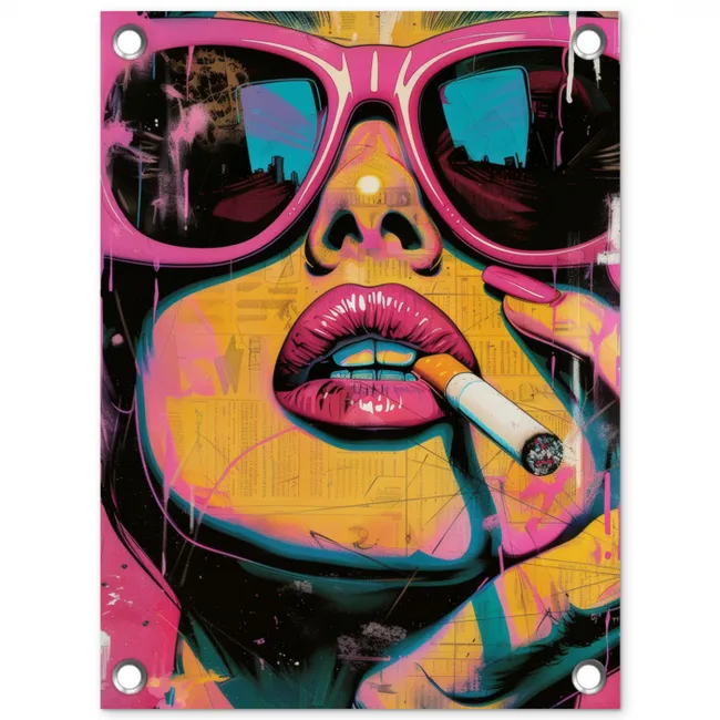 Portret - Vrouw - Abstract - Zonnebril tuinposter los doek klein -3d