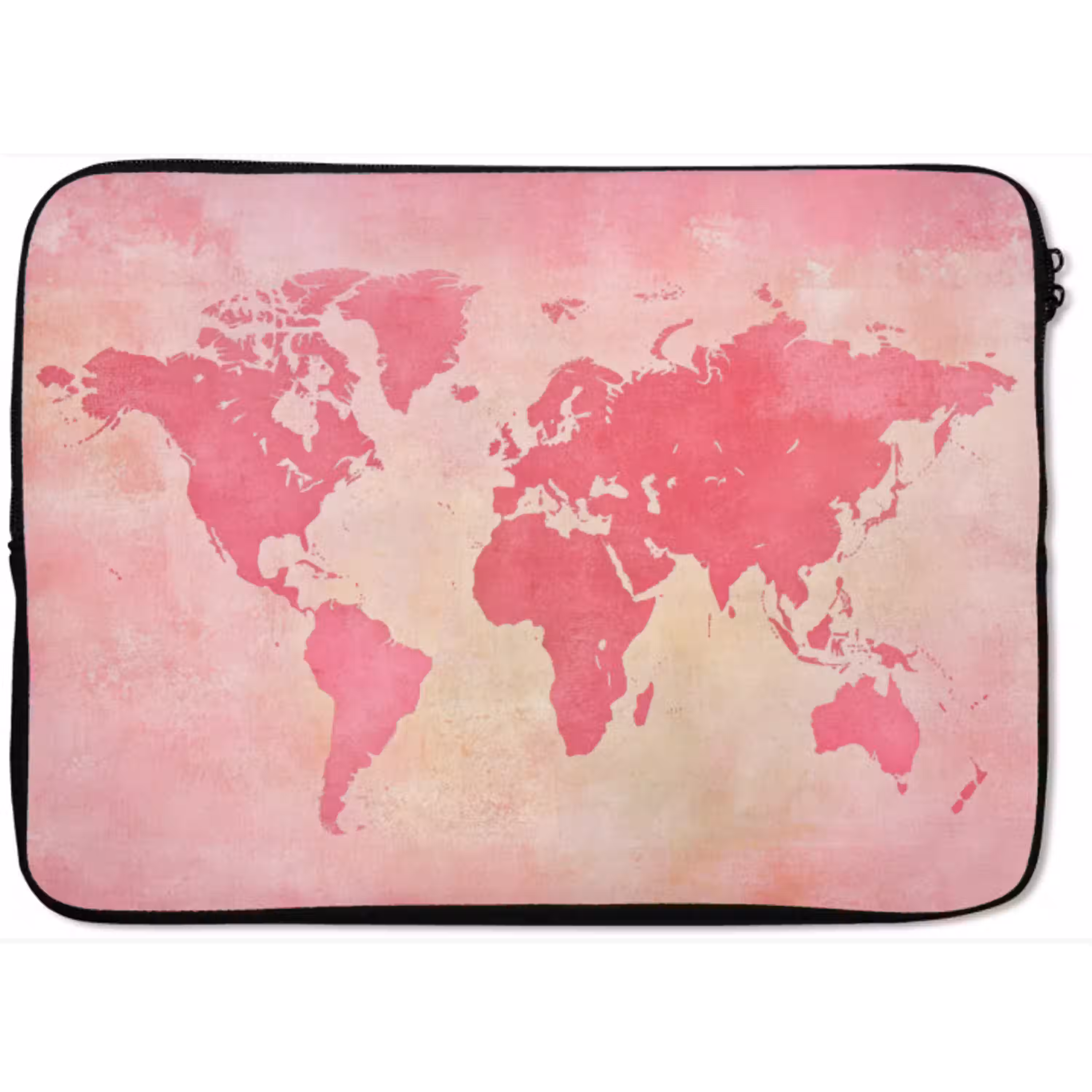 Wereldkaart - Roze - Vaag laptophoes neopreen klein -zkaufland3dotto