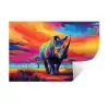 Neushoorn - Zonsondergang - Savanna - Kleurrijk Muursticker klein -3d