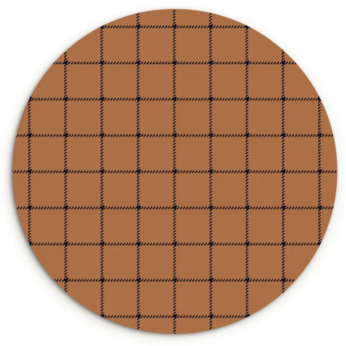 Plaid - Patroon - Vierkant - Bruin Wandcirkel plexiglas klein 852 -3d