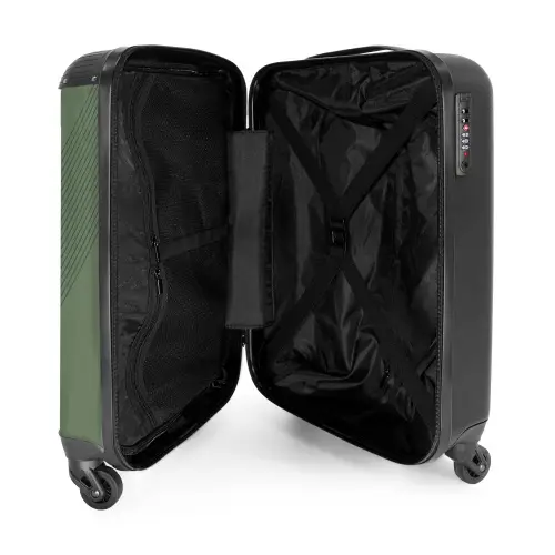 Minimal - Kruisende lijnen op Grijsgroen NBS - Handbagage koffer - Unisex middel -binnenkant