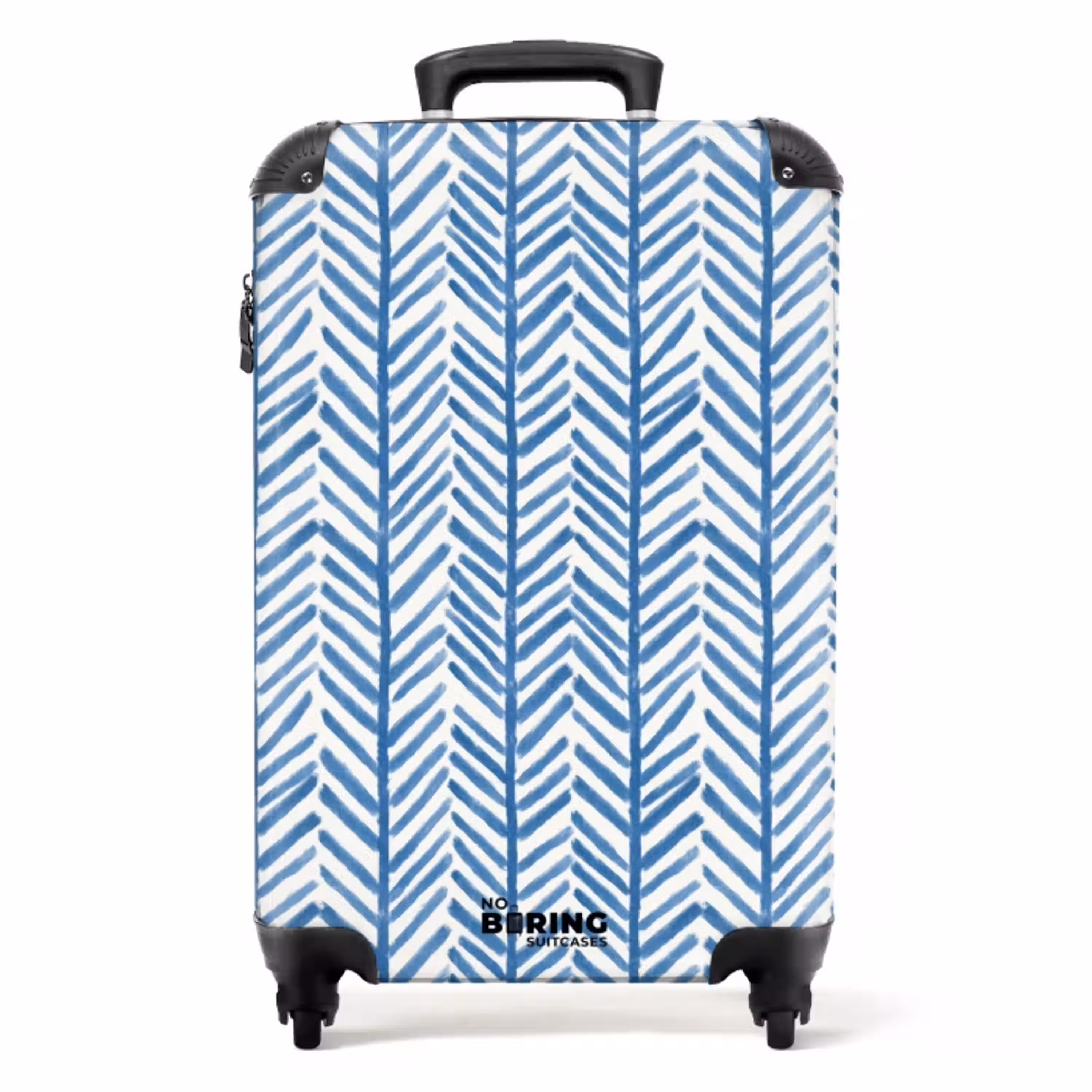 Patroon - Streep - Blauw NBS - Handbagage koffer - Volwassenen Unisex middel -productfoto_recht