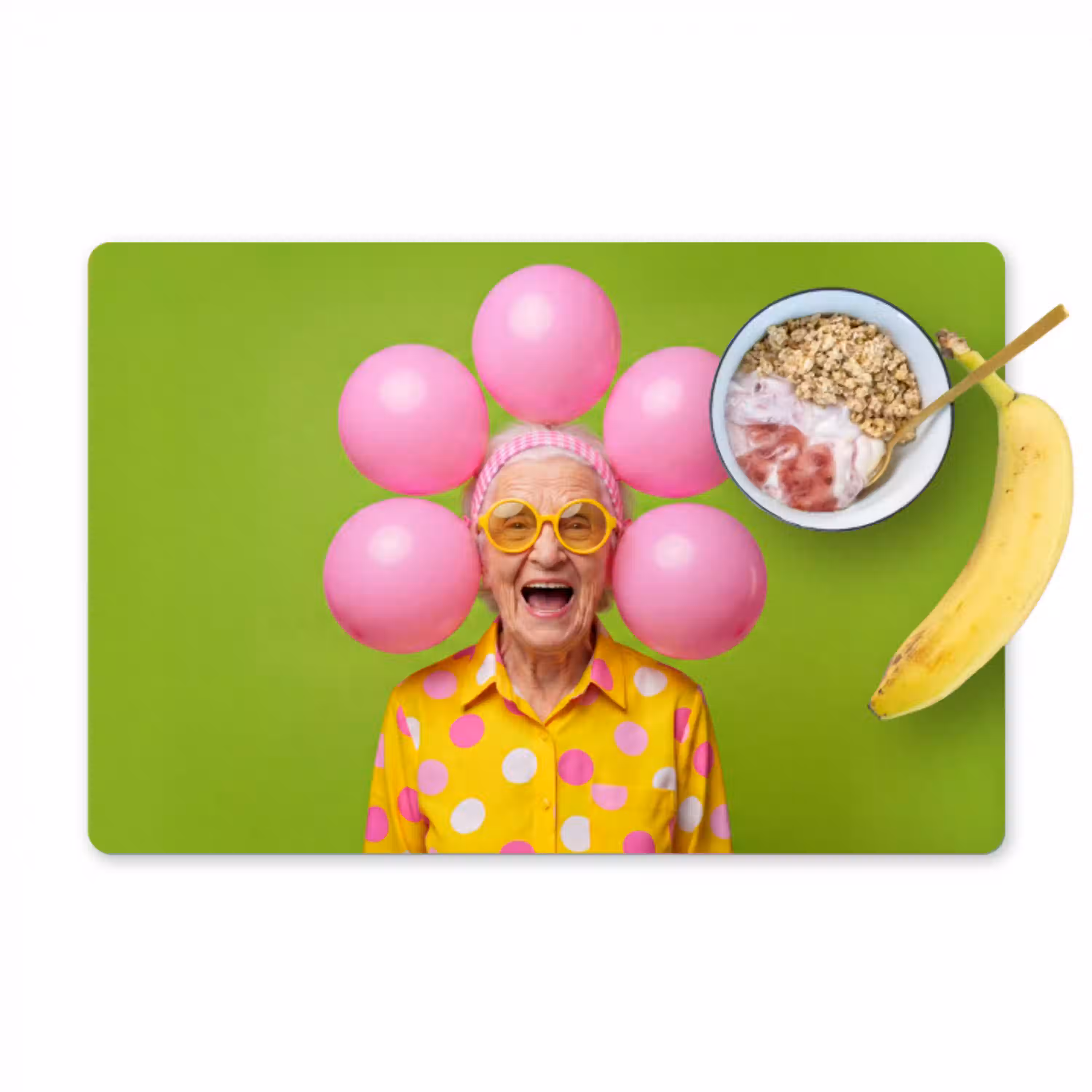 Mens - Ballonnen - Feest - Kleurrijk - Roze Placemat vinyl groot -zzzproduct_Kitchenyeah-website