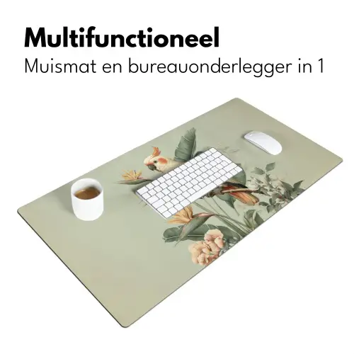 Gele kuifkaketoe - paradijsvogelbloemen - Groen Muismat XXL klein -sfeer4