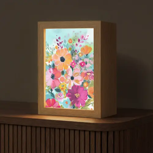 Bloemen - Schilderij - Natuur - Botanisch Light Box met kabel (Tafellamp) klein -z3d_website
