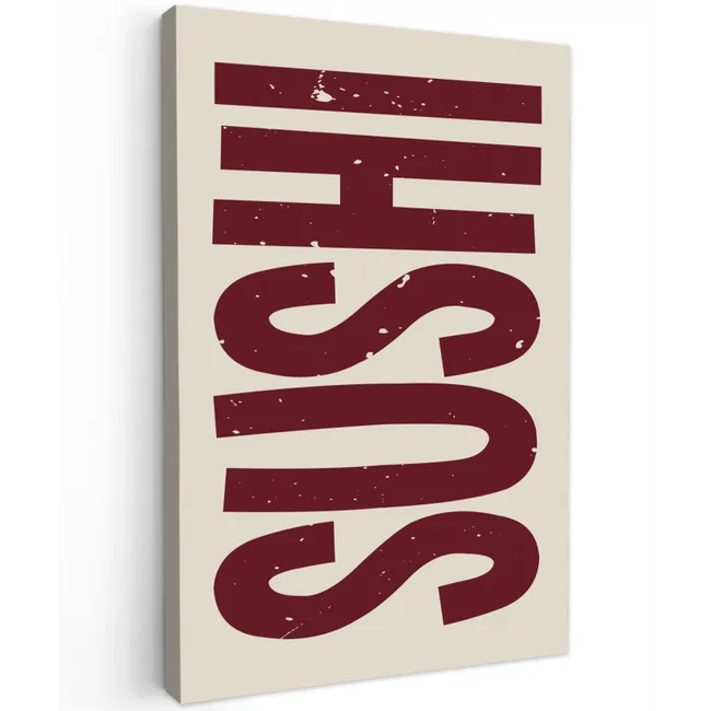 Sushi - Rood - Japandi - Decoratie Tuinposter op houten frame 2 cm dik klein -3d