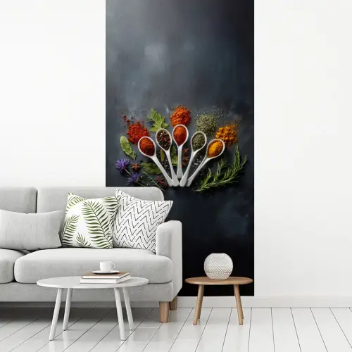 Lepels - Wit - Poeder - Kruiden fotobehang vinyl groot -woonkamer