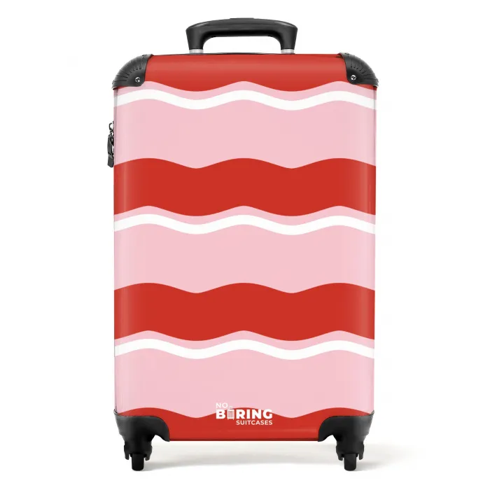 Golvende strepen in rood en roze NBS - Handbagage koffer - Kinderen Unisex middel -productfoto_recht
