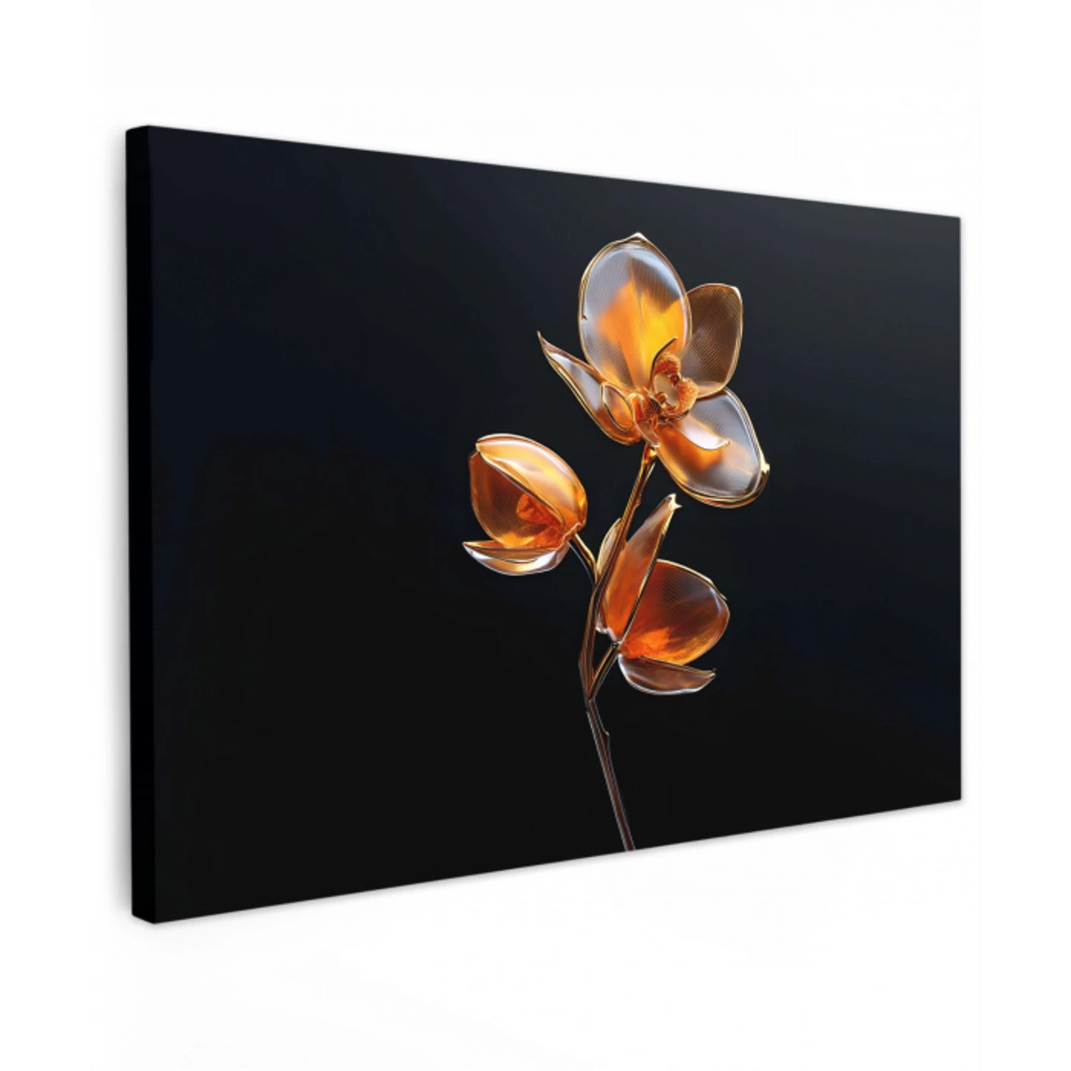 Bloem - Orchidee - Oranje Tuinposter op houten frame 2 cm dik klein -3d