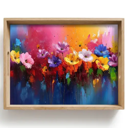 Fantasiebloemen - Verf - Speels Dienblad Rechthoek middel -z3d_shopping