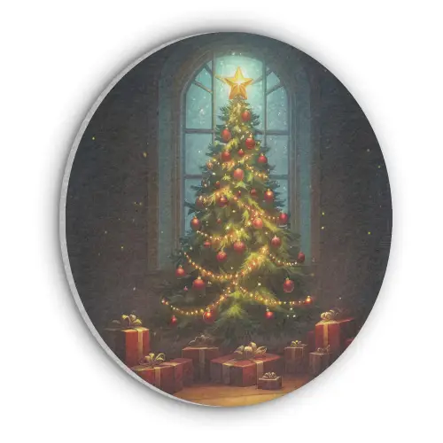 Kerstboom - Cadeau - Kerst - Winter Akoestische PET Vilt - Rond klein -3d