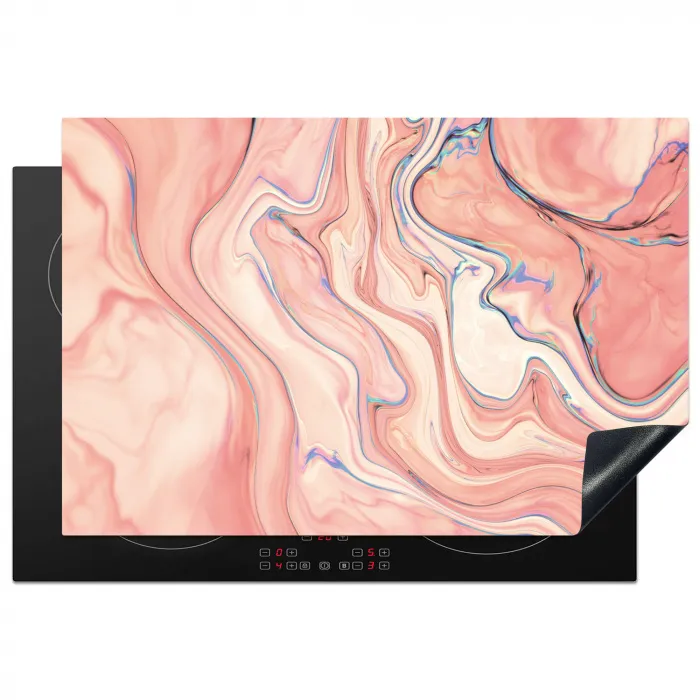 Marmer - Pastel - Roze - Blauw - Marmerlook - Abstract Inductie beschermer vinyl 3mm klein -3d