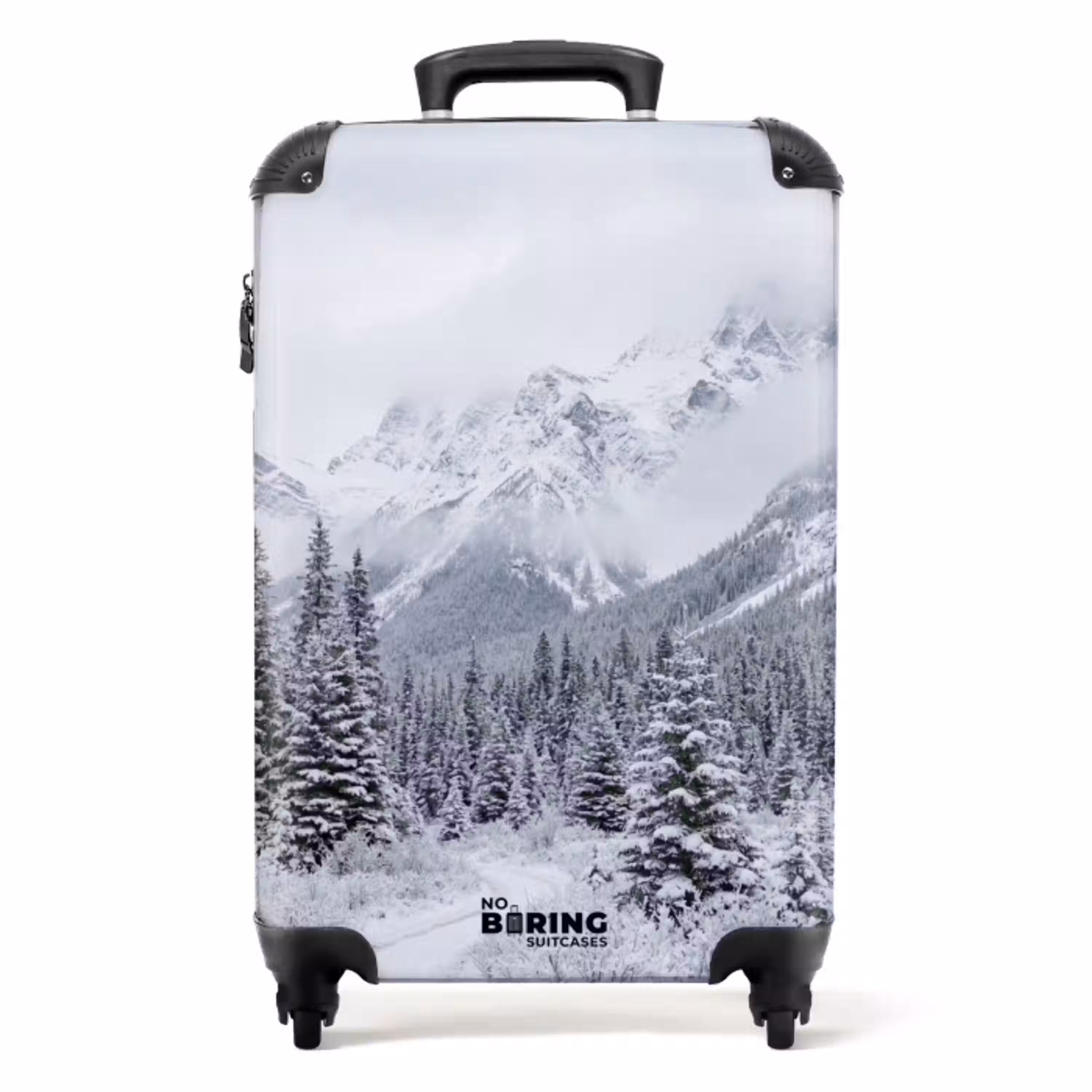 Weg - Bergen - Sneeuw - Naaldbos - Avontuurlijk NBS - Handbagage koffer - Volwassenen Unisex middel -productfoto_recht