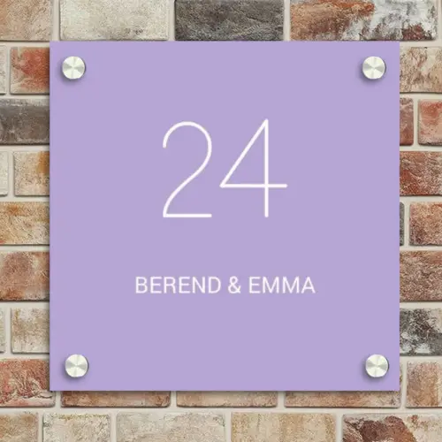 Effen - Lila - Klassiek Naambord Vierkant klein -sfeer2