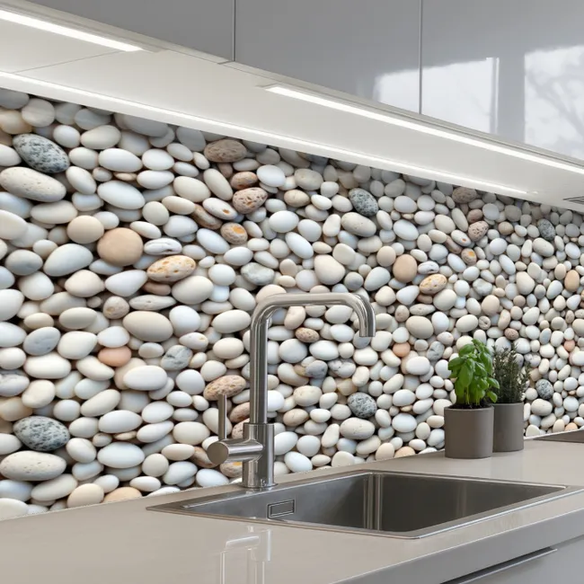 Zomer - Lichte - Kiezels keuken achterwand 2 middel 871 -3d_schuin