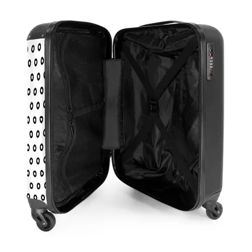 Zwarte cirkelvormige ringen over een witte achtergrond NBS - Handbagage koffer - Volwassenen Unisex middel -binnenkant