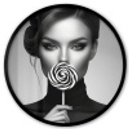 Vrouw - Lolly - Zwart Fotolijst rond zonder passe partout klein -3d