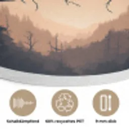 Beren - Bomen - Landschap - Zonsondergang Akoestische PET Vilt - Rond klein -closeup_DE