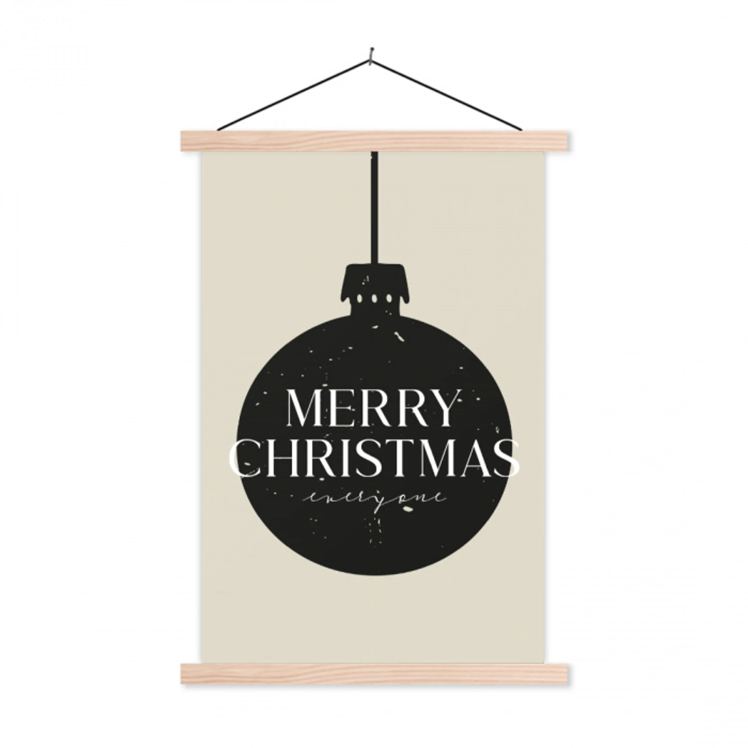 Kerstballen - Japandi - Christmas - Zwarte kerstballen textielposter latten blank klein -3d