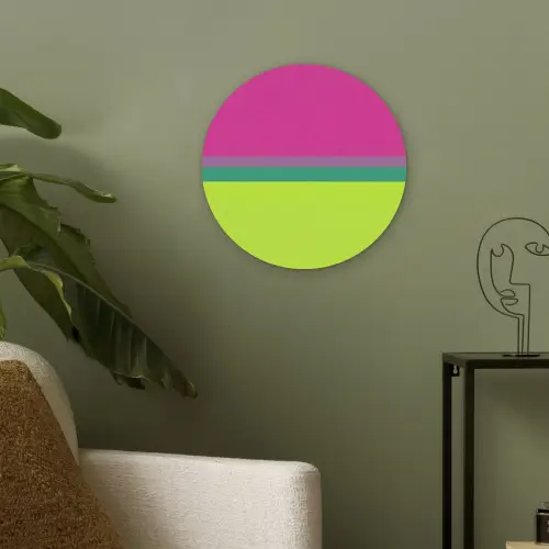 Strepen - Modern - Kleurrijk Akoestische PET Vilt - Rond klein -sfeer2