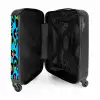 Pantermotief in neonkleuren op blauwe achtergrond NBS - Handbagage koffer - Kinderen Unisex middel -binnenkant