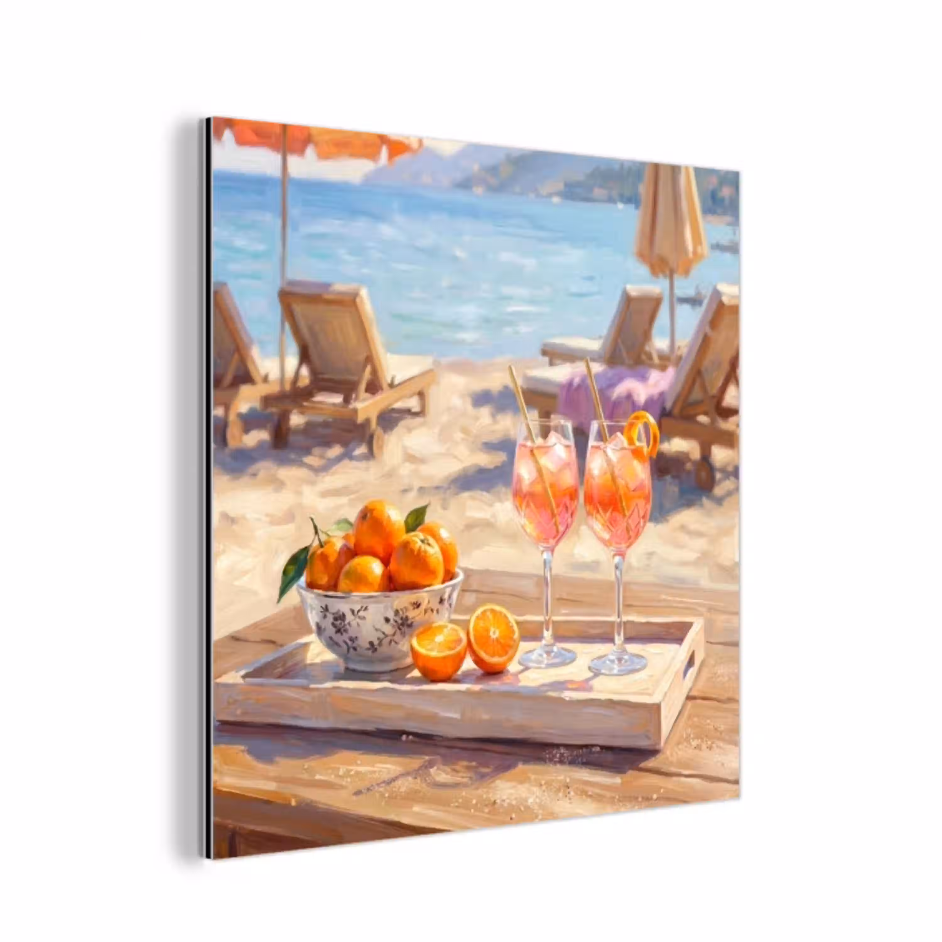 Drank - Glazen - Strand - Zomer - Oranje aluminium wit klein -3d