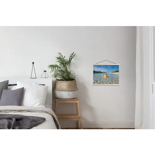 Tropisch - Badeend - geel textielposter latten blank klein -woonkamer