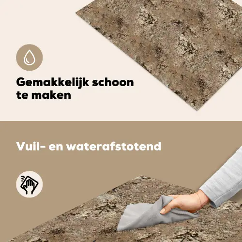 Beige - Graniet - Ruw Inductie beschemer met haakjes klein 777 -ky-schoon-nl