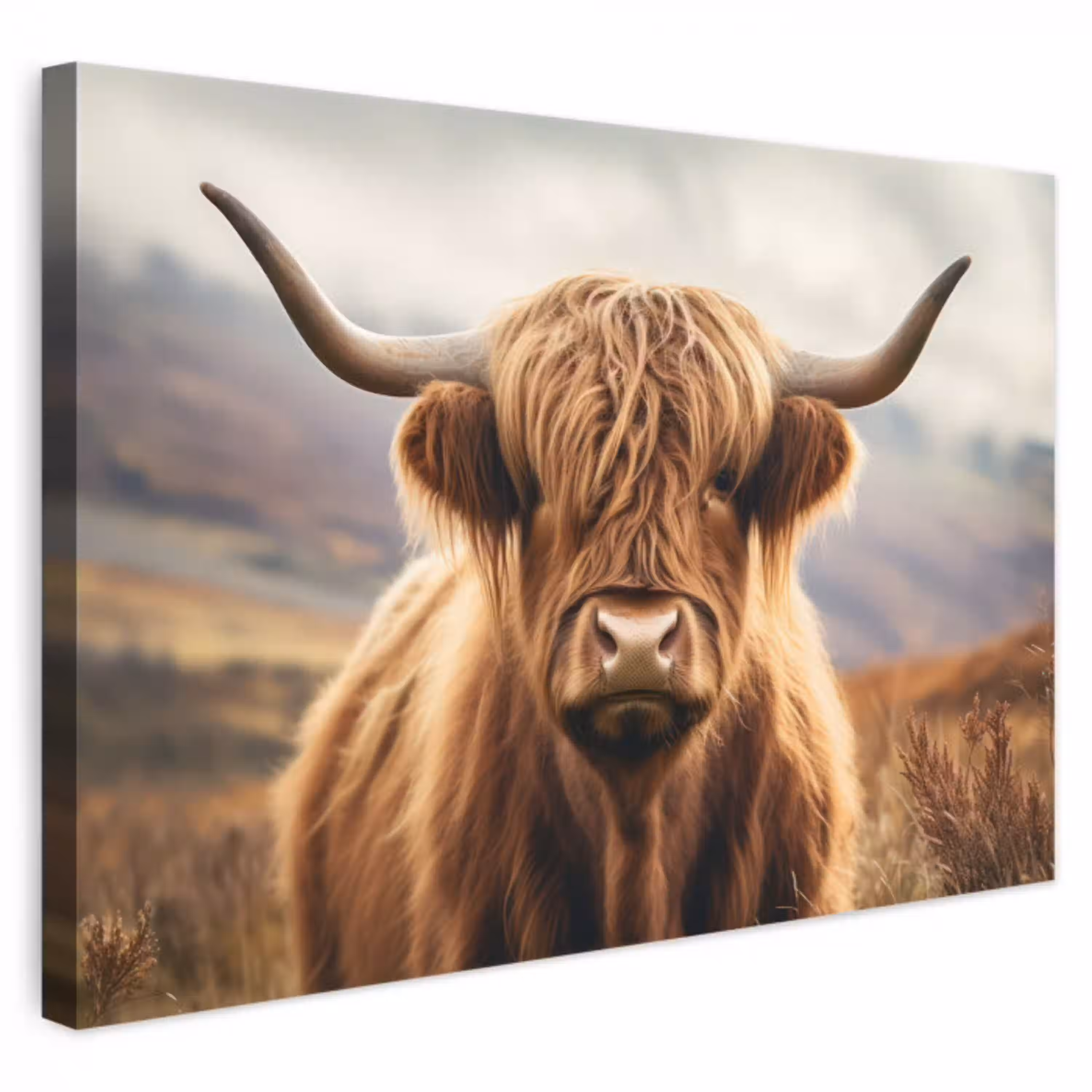 Schotse hooglander - Landschap - Dier canvas 2cm klein -3d