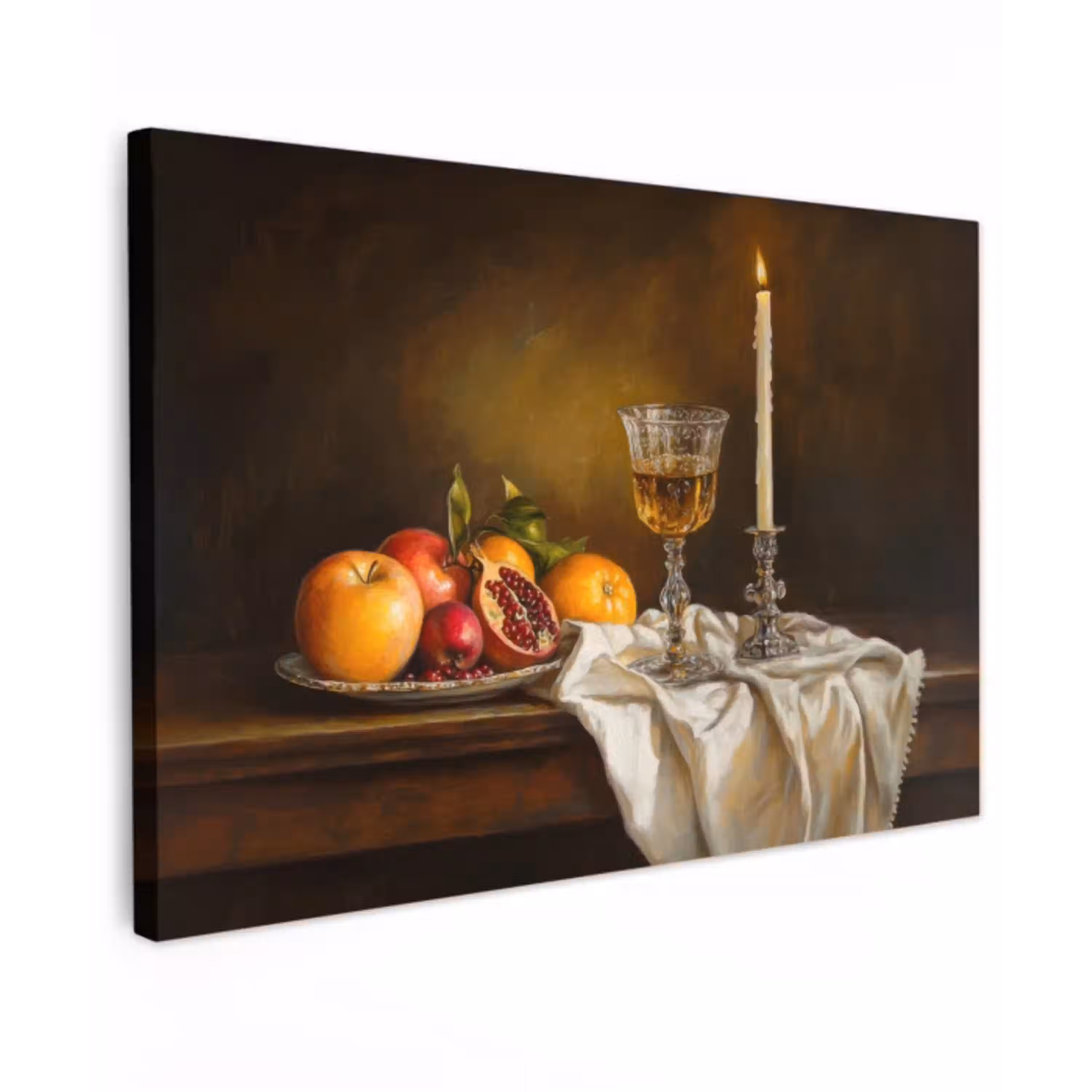 Fruit -  Stilleven - Wijn - Kaars canvas 2cm klein -z3d